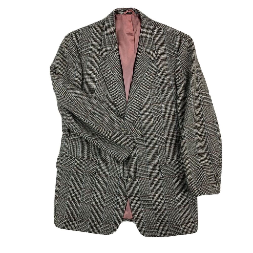 Vintage Glenshire Glen Plaid Blazer Men's 46L Multicolor 100% Pure Wool 2 Button